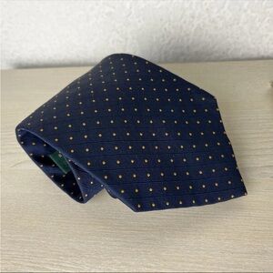 Ralph Lauren Tie Navy Blue With Yellow Polka Dot 57”